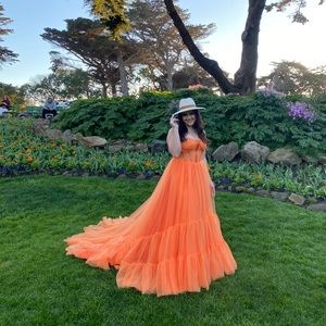 Prom wedding ball gown long flowy dress size 10